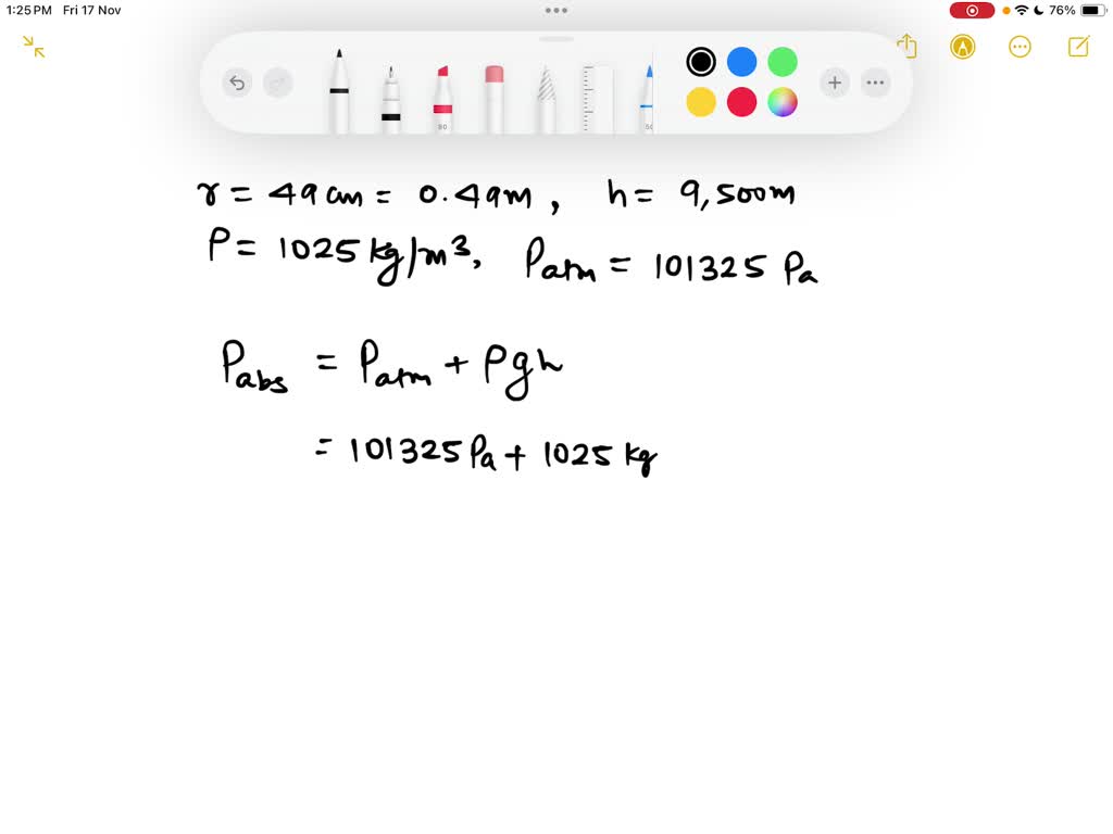 SOLVED What total force does the absolute pressure of sea water at a