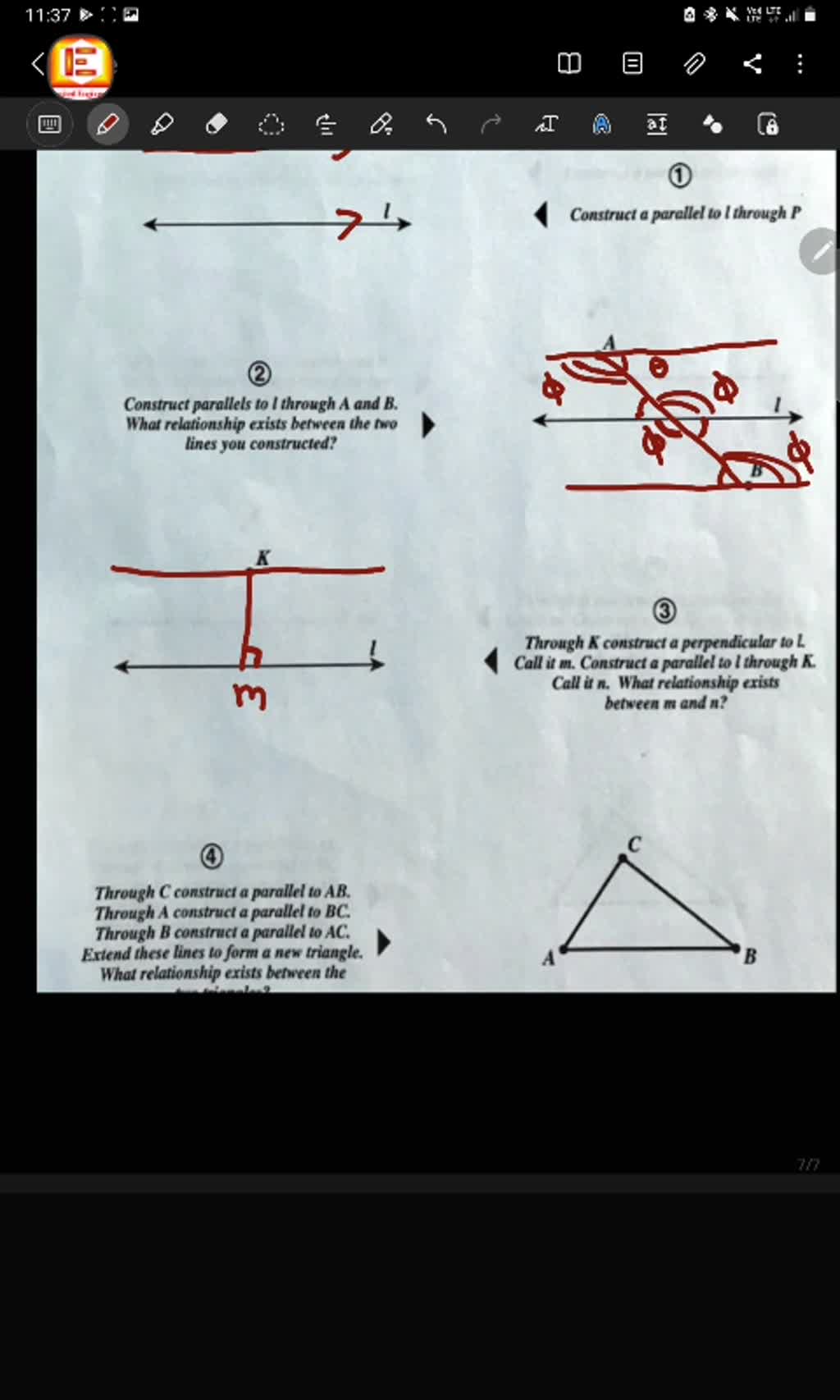 SOLVED: Directions: Complete The Following Constructions. Leave All ...