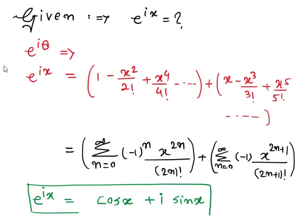 SOLVED: 1.44rrz) @) (7ri +(ee in4 Cos iSin X Your two sums in part 3 ...