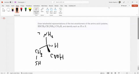 draw-tetrahedral-representations-of-the-two-enantiomers-of-the-amino-acid-cysteine-mathrmhsch_2-math-91837