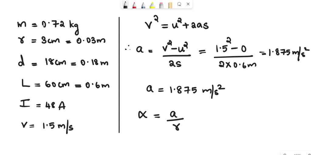 SOLVED: A rod of mass 0.720 kg and radius 3.00 cm rests on two parallel ...