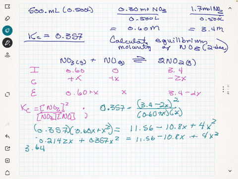 suppose-a-500-mathrmml-flask-is-filled-with-030-mathrmmol-of-mathrmno_3-and-17-mathrmmoltext-of-mathrmno_2-the-following-reaction-becomes-possible-mathrmno_3mathrmgmathrmnomathrmg-rightleftharpoons-2