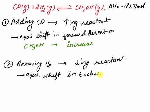 the-enthalpy-change-in-the-reaction-co-g-2-h2-g-ch3oh-gis-18-kj-mol-will-the-amount-of-ch3oh-present-at-equilibrium-increase-decrease-or-stay-the-same-when-the-following-stresses-are-applied-75657
