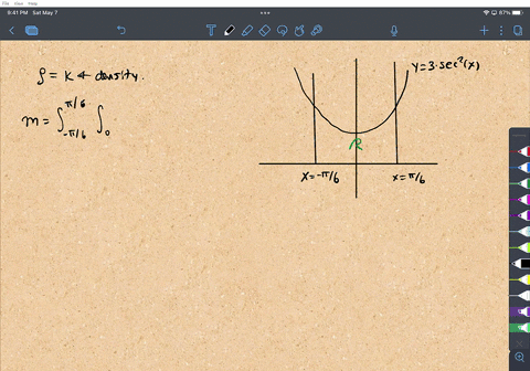 find-the-center-of-mass-of-a-thin-plate-of-constant-density-covering-the-region-between-the-curve-y3sec2x-pi6-x-pi6