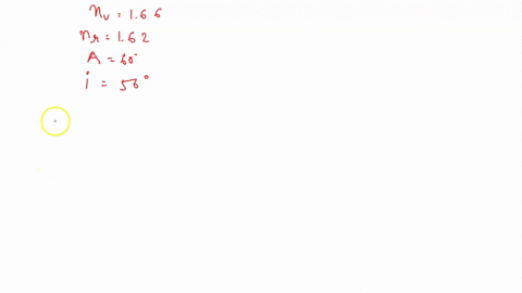 the-index-of-refraction-for-violet-light-in-silica-flint-glass-is-166-and-that-for-red-light-is-162-what-is-the-angular-dispersion-of-visible-light-passing-through-an-equilateral-prism-of-ap-90165
