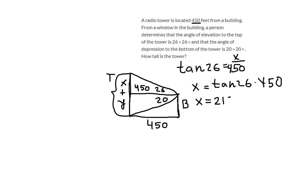 SOLVED A radio tower is located 450 feet from a building. From a