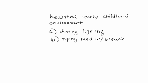 which-of-the-following-is-a-characteristic-of-a-healthful-early-childhood-environment-a-dim-lighting-to-prevent-over-stimulation-b-spraying-sand-in-sensory-tables-with-bleach-solution-at-least-weekly