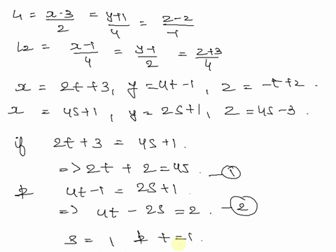 a-find-the-point-of-intersection-of-lines-l1-and-l2-make-sure-to-prove-that-these-lines-really-intersect-l1-x-32-y14-z-2-1-l2-x-14-y-12-z34-b-fins-the-cosine-of-the-angle-between-these-lines-96234