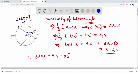 in-the-diagram-shown-chords-ab-and-cd-intersect-at-e-the-measure-of-ac-is-120-the-measure-of-db-is-2x8-and-the-measure-of-laec-is-4x-1200-4xe-what-is-the-degree-measure-of-_aed-08428