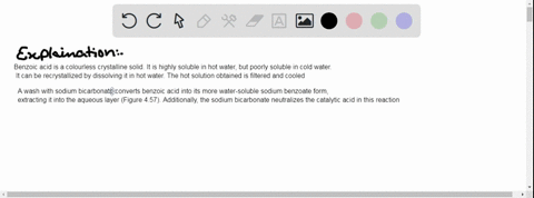 write-the-chemical-equation-for-the-reaction-that-takes-place-when-benzoic-acid-undergoes-the-crystallization-process-when-water-is-used-as-the-solvent-and-draw-out-in-detail-any-reaction-me-16354