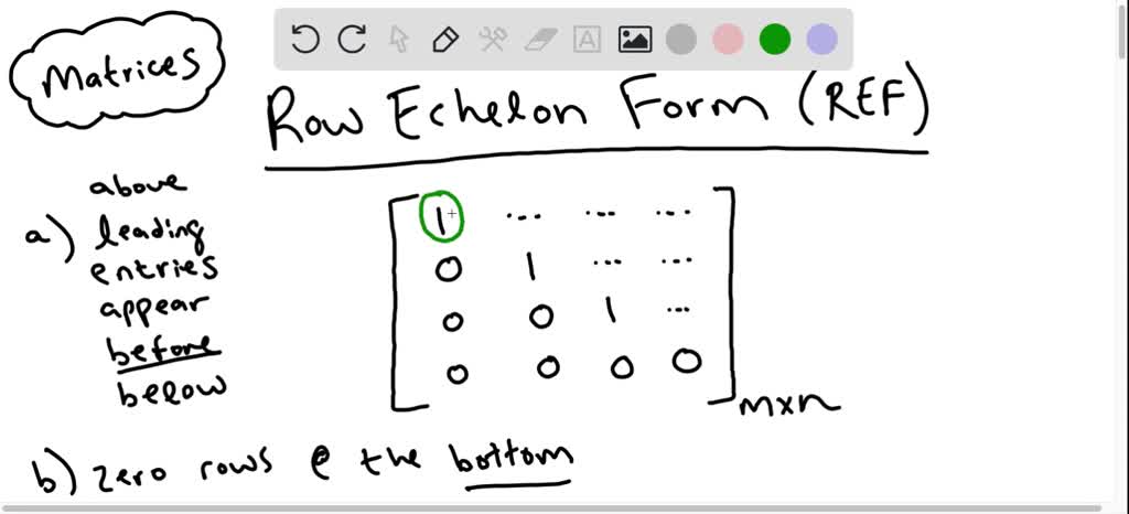 SOLVED By definition a matrix is in row echelon form if 1 the