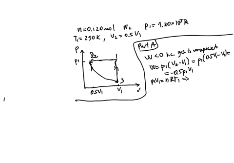 a-cylinder-with-a-piston-contains-0120-mol-of-nitrogen-at-160105-pa-and-290-k-the-nitrogen-may-be-treated-as-an-ideal-gas-the-gas-is-first-compressed-isobarically-to-half-its-original-volume-93358