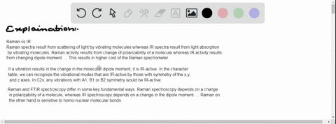 ir-vs-raman-a-what-are-the-major-differences-between-ir-and-raman-selection-rules-for-vibrational-transitions-b-in-a-character-table-how-do-you-identify-the-vibrational-modes-that-are-ir-and-15875