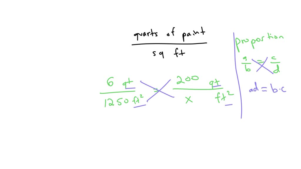 SOLVED If six quarts of paint are needed for 1250 squarefeet of room