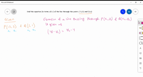 find-the-equation-in-terms-of-x-of-the-line-through-the-points-33-and-31