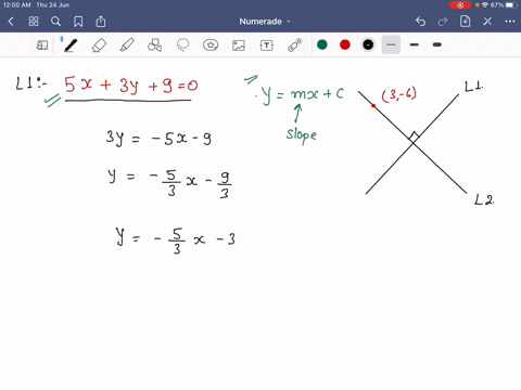 determine-in-general-form-the-equation-of-the-line-that-goes-through-the-point-3-6-and-is-perpendicular-to-the-line-shown-5-x3-y90