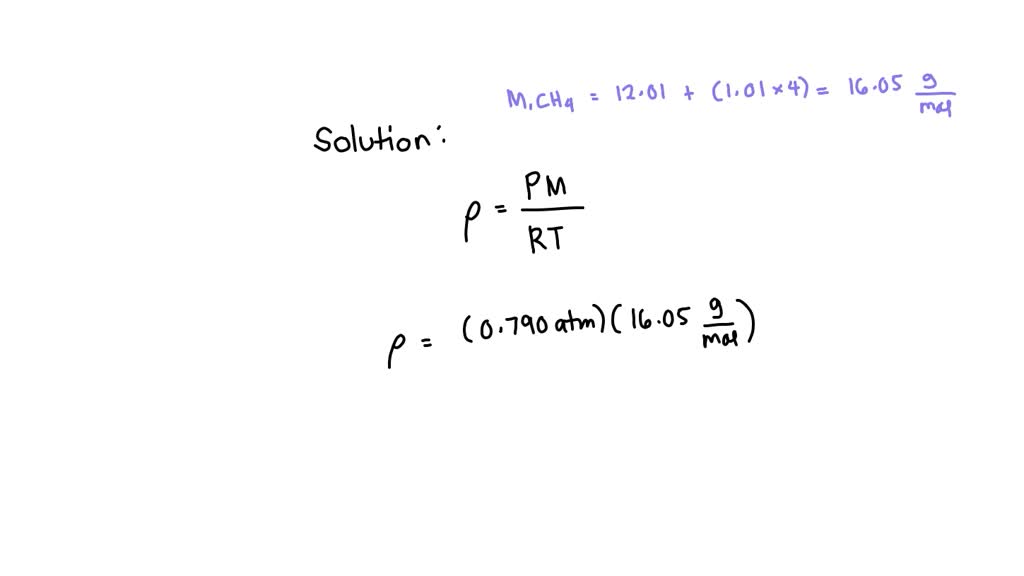 SOLVED: A sample of methane gas, CH4, has a density of g/L at a ...