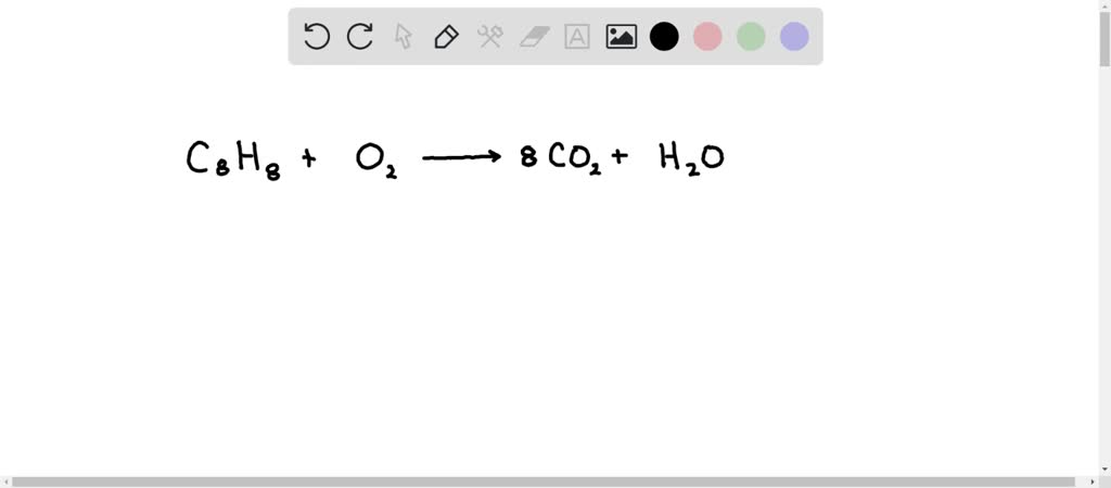 SOLVED: Write a balanced equation for the combustion of C8H8 in air?