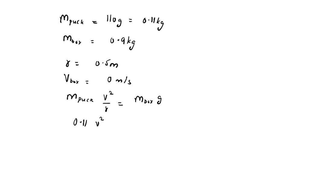 SOLVED A hockey puck of mass m is attached to a string that passes through a hole in the center