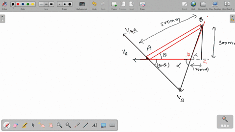 rod-ab-can-slide-freely-along-the-floor-and-the-inclined-plane-at-the-instant-shown-the-velocity-of-end-a-is-293-ms-to-the-left-determine-the-magnitude-of-the-velocity-of-point-b-relative-to-that-of-3