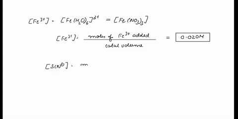 in-a-dilute-nitric-acid-solution-fe3-reacts-with-thiocyanate-ion-scn-to-form-a-dark-red-complex-feh2o63-scn-h2o-feh2o5ncs2-the-equilibrium-concentration-of-feh2o5ncs2-may-be-determined-by-ho-43038