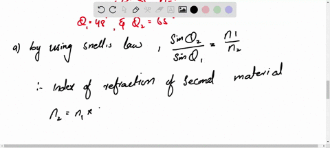 a-beam-of-light-traveling-through-a-liquid-of-index-of-refraction-n1-141-is-incident-on-a-surface-at-an-angle-of-1-48-with-respect-to-the-normal-to-the-surface-it-passes-into-the-second-medi-86496