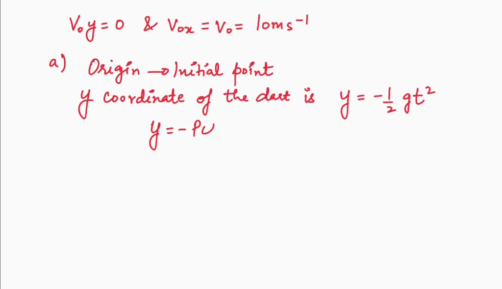 SOLVED A dart is thrown horizontally with an initial speed of 10.0 m/s