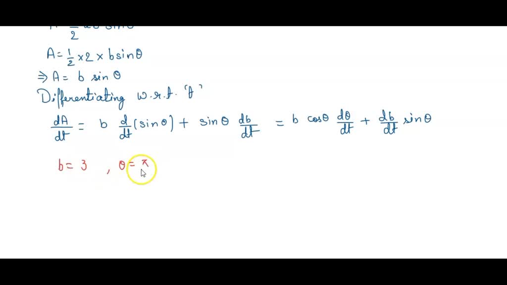 SOLVED: The area of a triangle with sides of lengths a and b and ...