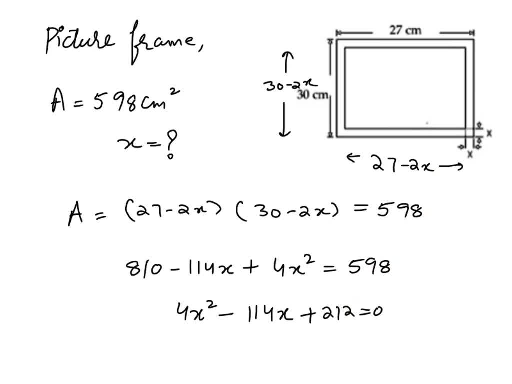 SOLVED 3) The outside dimensions of picture frame are 30 cm and 27 cm. The area of the picture