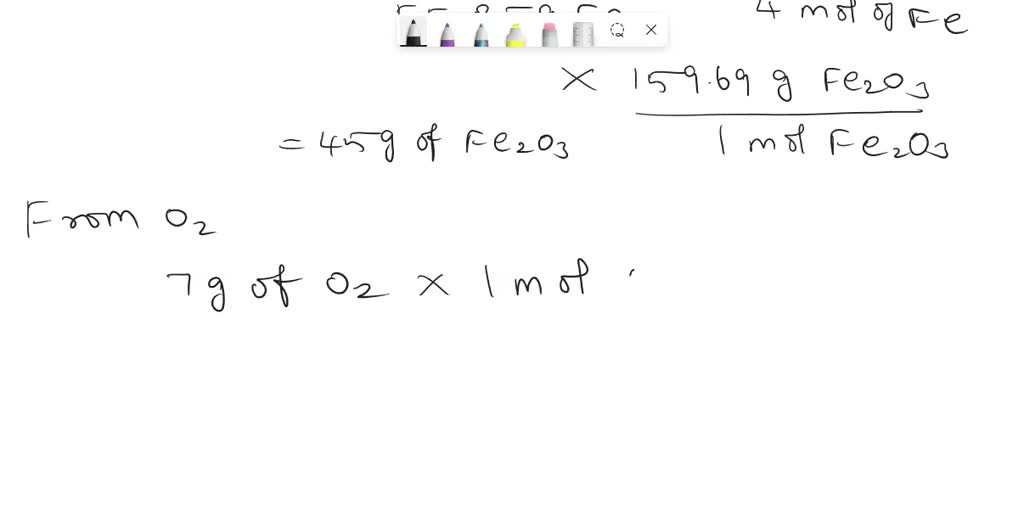 VIDEO solution: Using the balanced equation 4Fe + 3O2 –> 2Fe2O3 ...