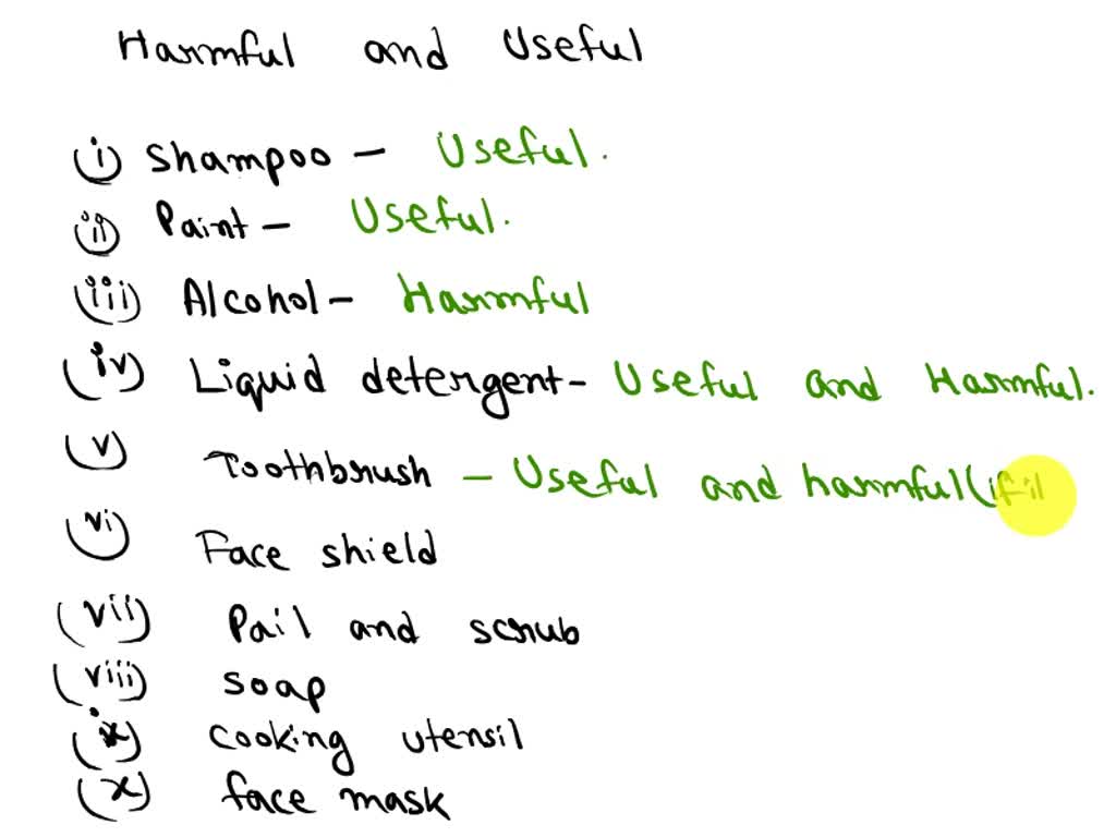 Group them as useful or harmful. Write the number of your answer in the