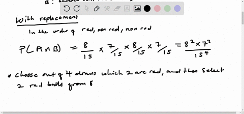 consider-an-urn-containing-15-balls-of-which-8-are-red-5-are-green-and-2-are-blue-a-sample-of-size-4-is-to-be-drawn-with-replacement-without-replacement-what-is-the-conditional-probability-i-45656