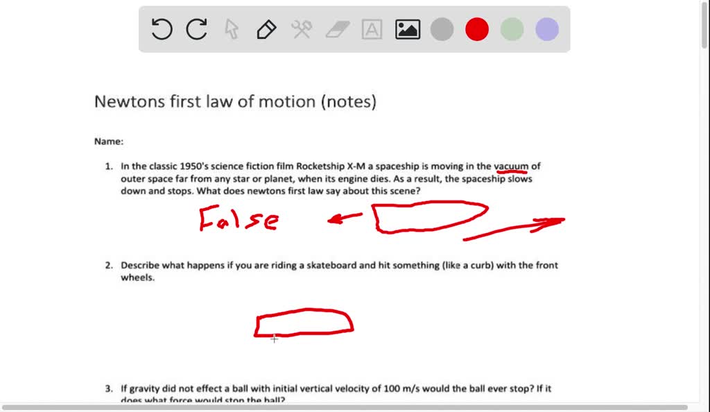 SOLVED Newtons first law of motion (notes) Name In the classic 1950