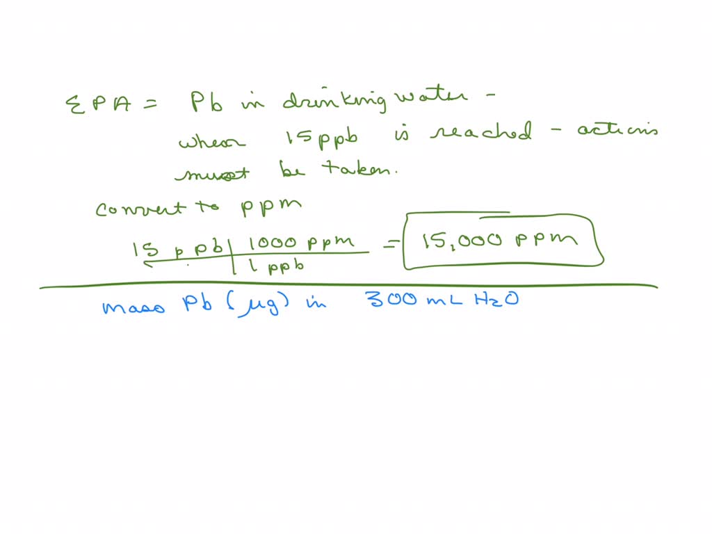 SOLVED The maximum allowable concentration of lead, Pb, in drinking