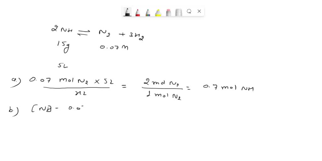 SOLVED: Consider the equilibrium: 2 NH3 (g) â‡Œ N2 (g) + 3 H2 (g). When ...