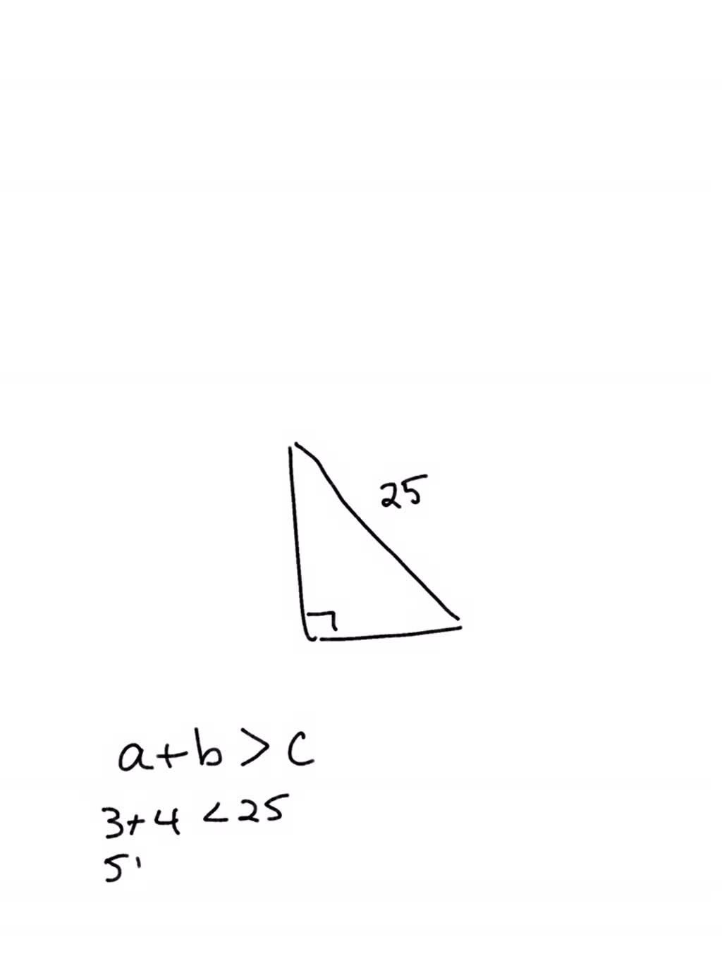 SOLVED 'The hypotenuse of a right triangle measures 25. Which could be