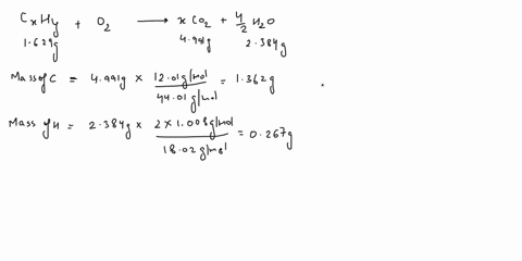 1-when-1629-grams-of-a-hydrocarbon-cxhy-were-burned-in-a-combustion-analysis-apparatus-4991-grams-of-co2-and-2384-grams-of-h2o-were-produced-in-a-separate-experiment-the-molar-mass-of-the-co-11782
