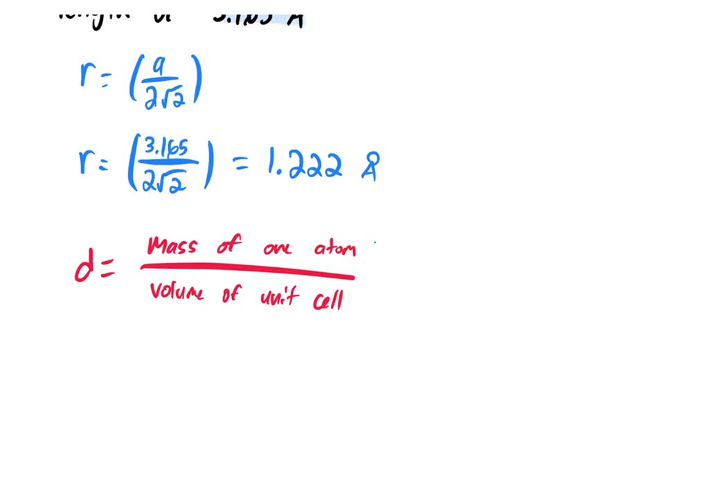 SOLVED Tungsten crystallizes in a bodycentered cubic unit cell with