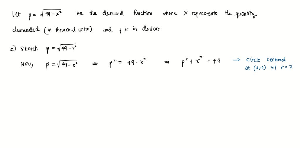 Solved: Consider The Demand Equation Where Represents The Quantity 