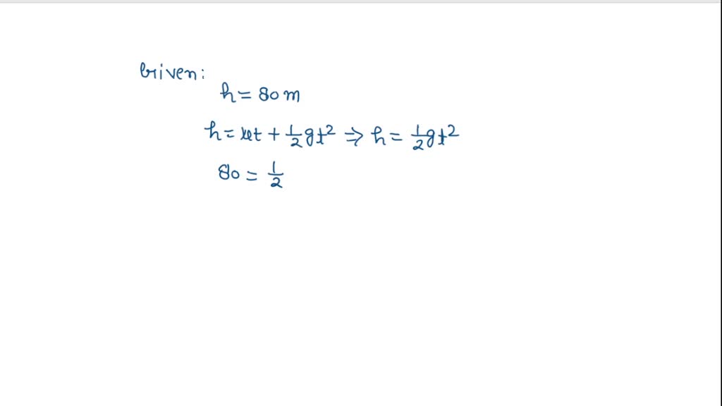 SOLVED A cannon ball is launched horizontally from the top of an 80 m