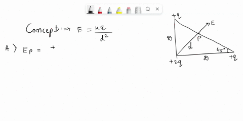a-calculate-the-direction-and-magnitude-of-the-electric-field-at-point-p-assume-thal-lhe-wo-perpendicular-sides-of-the-triangle-below-have-length-d-b-if-an-electron-is-positioned-at-p-calcul-35584