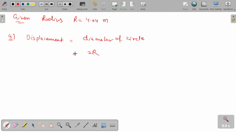 a-figure-skater-glides-along-a-circular-path-of-radius-404-ma-if-she-coasts-around-one-half-of-the-circle-find-the-magnitude-of-the-displacement-vector-b-if-she-coasts-around-one-half-of-the-27305