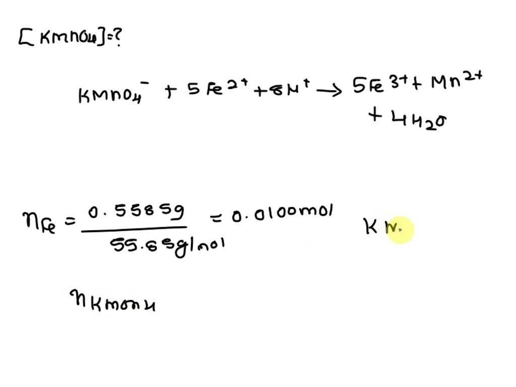 SOLVED A KMnO4 solution is standardized by a metallic iron primary