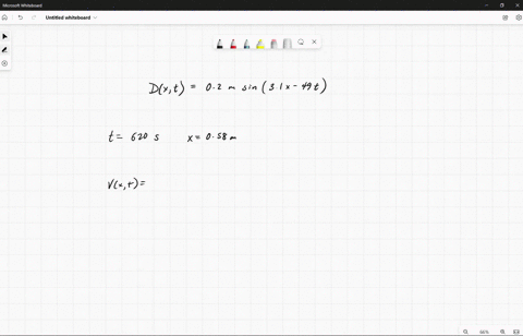 a-transverse-wave-on-a-string-is-given-by-the-formula-dxt020sin31x490t-where-d-and-x-are-in-m-and-t-is-in-s-at-t62102s-what-is-the-transverse-velocity-of-the-point-on-the-string-where-x058m-63305