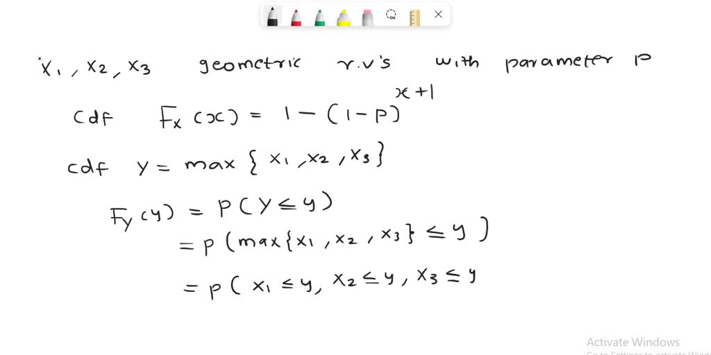 SOLVED Let X1, X2 and X3 be independent geometric random variables