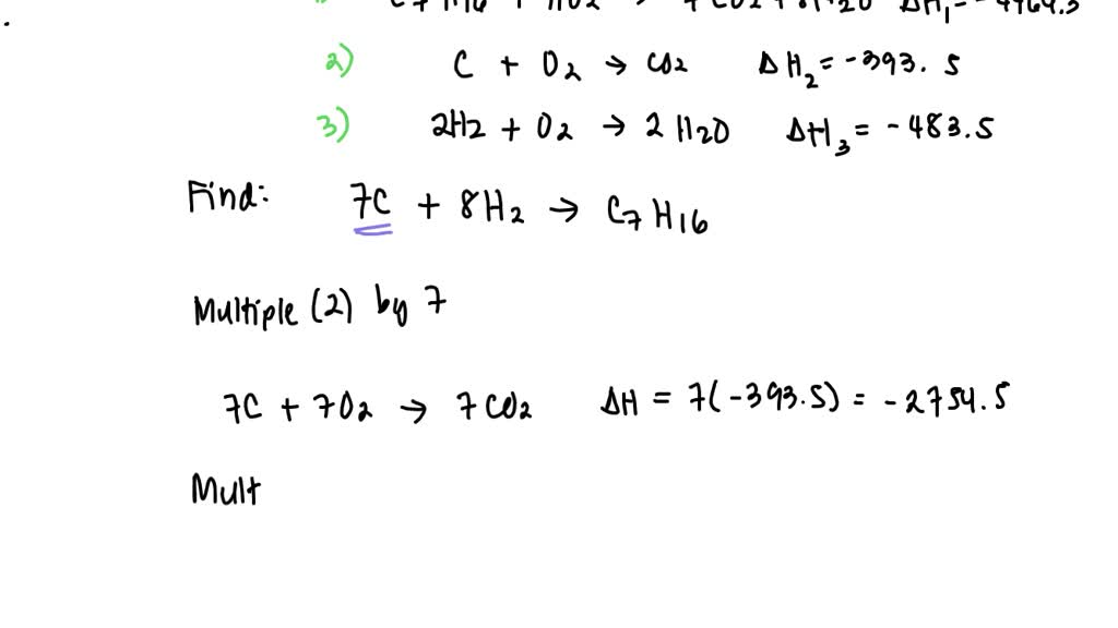 SOLVED: Calculate ΔHrxn for the following reaction: 7C(s) + 8H2(g) â ...