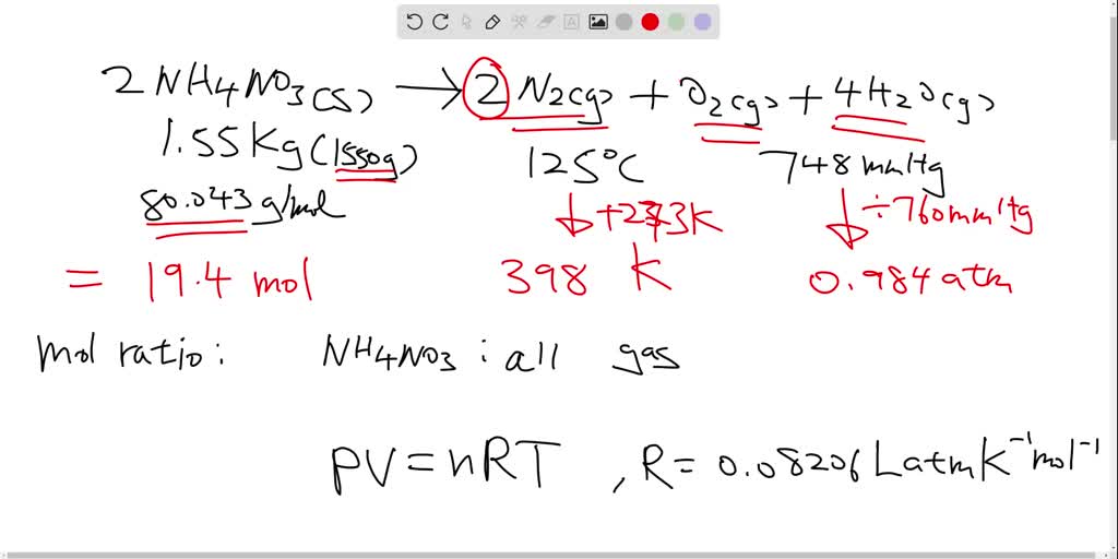 Ammonium Nitrate Decomposes Explosively Upon Heating According To The Balanced Equation