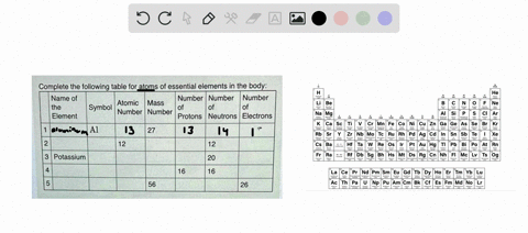 Table For Atoms Of Essential Elements