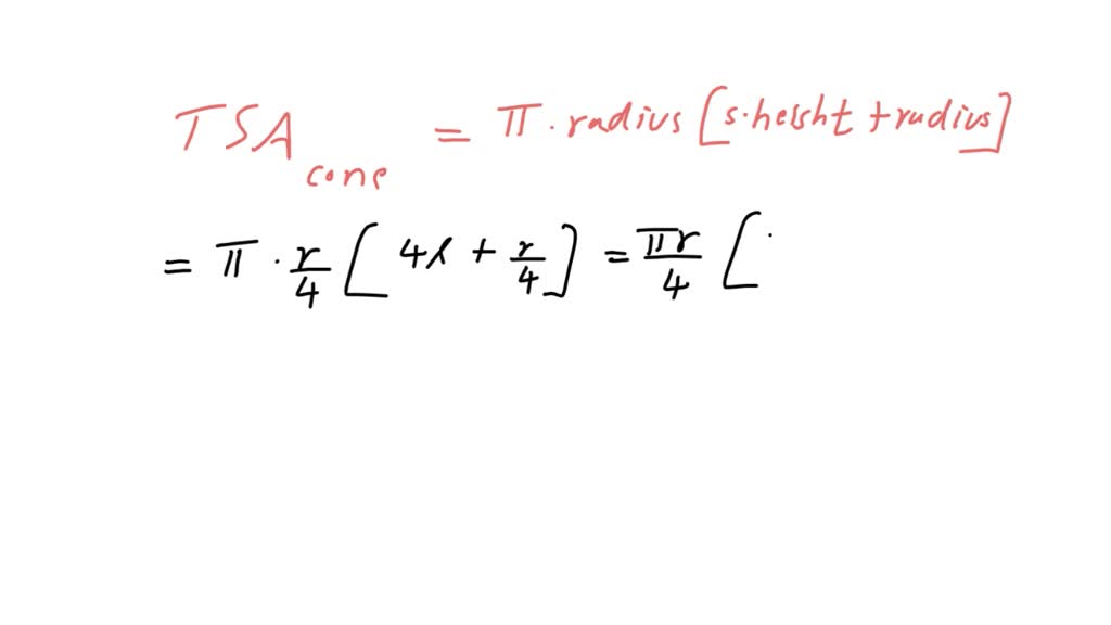 SOLVED: TSA of a cone whose radius is r/4 and slant height 4l is