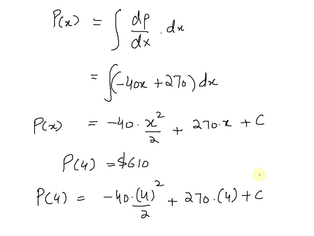SOLVED: Find the profit function for the given marginal profit and ...